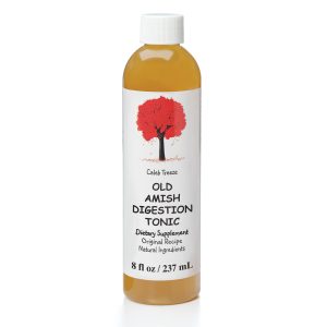 A bottle of Caleb Treeze Organic Farms Digestion Tonic.