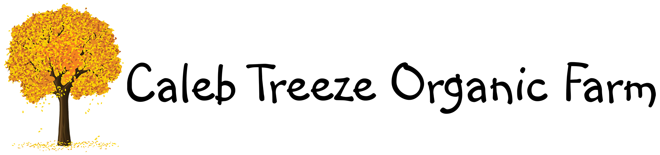 Caleb Treeze Organic Farm Logo Text and Tree Icon